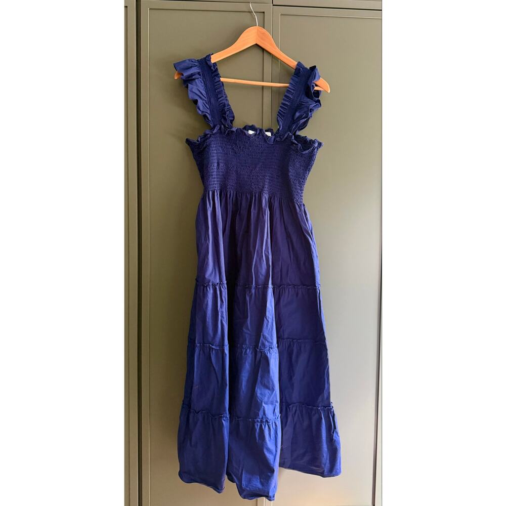 HILL HOUSE Home sz XL navy blue Ellie smocked Nap Dress EUC - Picture 2 of 5